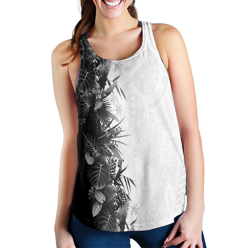 Hawaii Tropical Plant Monochrome Women Racerback Tank Vibrant Polynesian Pattern LT01 - Polynesian Pride