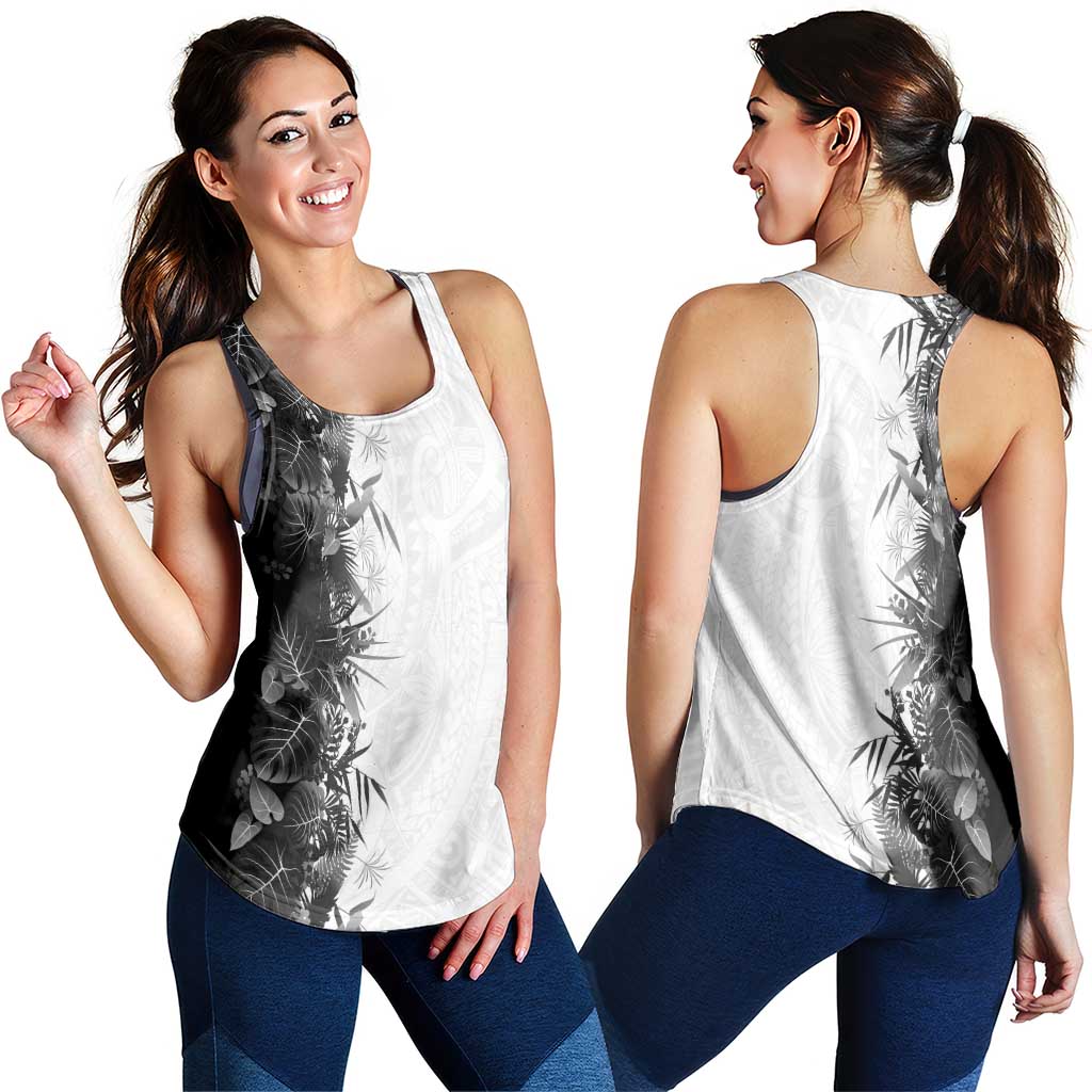 Hawaii Tropical Plant Monochrome Women Racerback Tank Vibrant Polynesian Pattern LT01 - Polynesian Pride