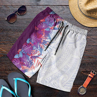 Hawaii Tropical Plant Poni Shorts for Men Vibrant Polynesian Pattern LT01 Purple - Polynesian Pride