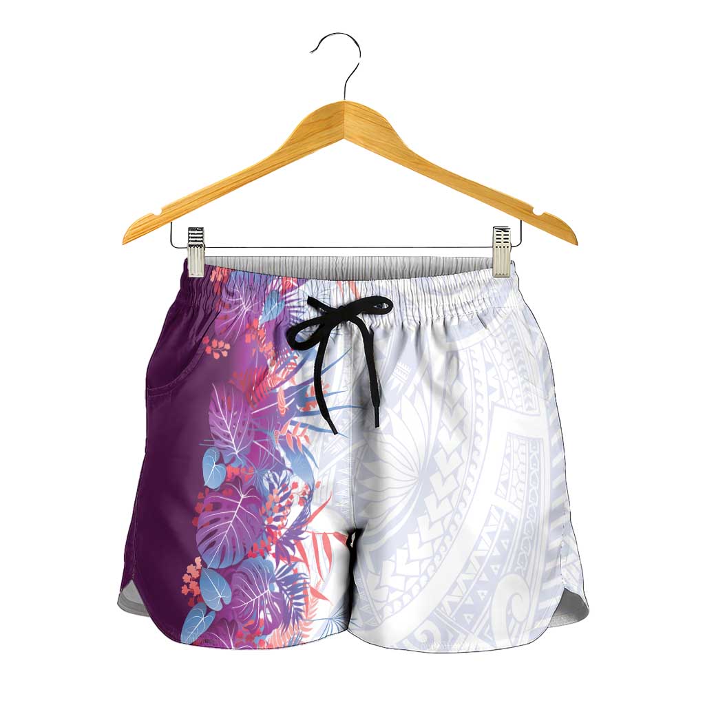 Hawaii Tropical Plant Poni Shorts for Women Vibrant Polynesian Pattern LT01 - Polynesian Pride