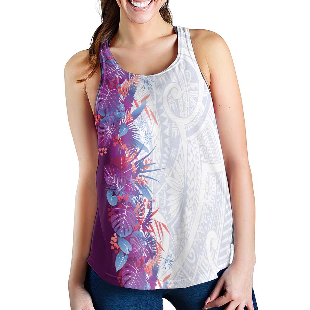 Hawaii Tropical Plant Poni Women Racerback Tank Vibrant Polynesian Pattern LT01 - Polynesian Pride