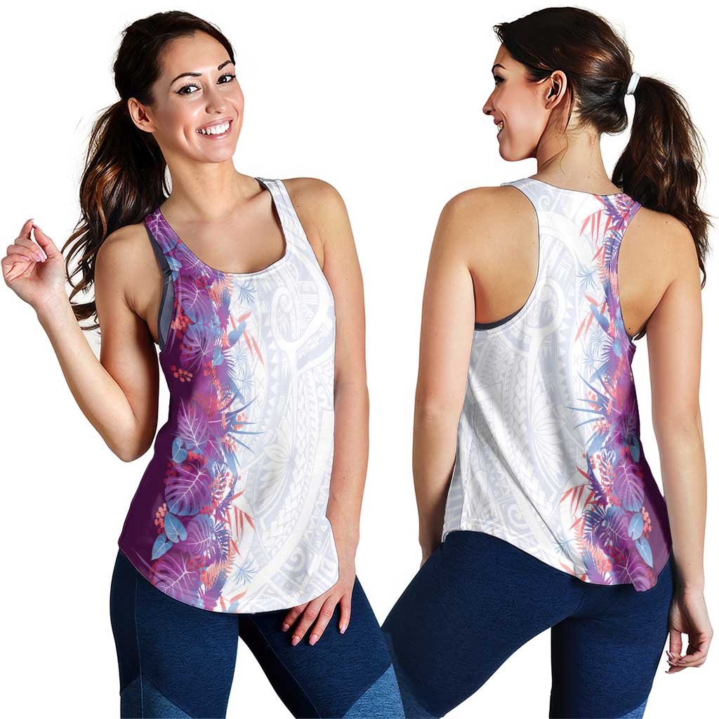 Hawaii Tropical Plant Poni Women Racerback Tank Vibrant Polynesian Pattern LT01 - Polynesian Pride