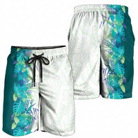 Hawaii Tropical Plant Teal Shorts for Men Vibrant Polynesian Pattern LT01 - Polynesian Pride