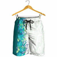 Hawaii Tropical Plant Teal Shorts for Men Vibrant Polynesian Pattern LT01 - Polynesian Pride
