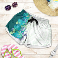 Hawaii Tropical Plant Teal Shorts for Women Vibrant Polynesian Pattern LT01 Teal - Polynesian Pride