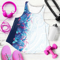 Hawaii Tropical Plant UliUli Women Racerback Tank Vibrant Polynesian Pattern LT01 Blue - Polynesian Pride