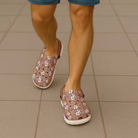 Hawaii Vintage Brown Hibiscus Tapa Pattern Clogs Shoes - Polynesian Pride