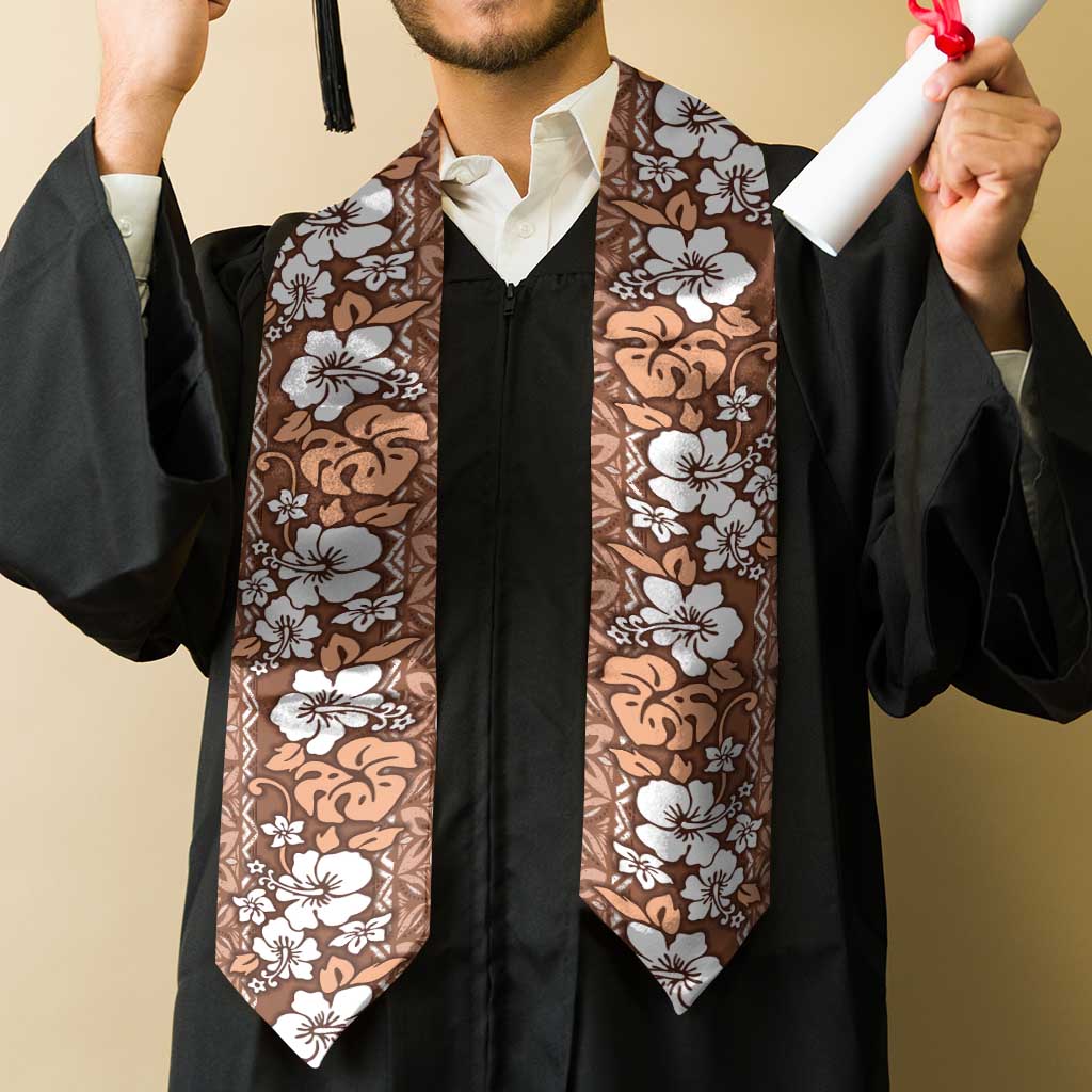 Hawaii Vintage Brown Hibiscus Tapa Pattern Graduation Stole LT05 - Polynesian Pride