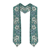 Hawaii Vintage Green Hibiscus Tapa Pattern Graduation Stole