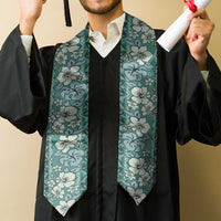 Hawaii Vintage Green Hibiscus Tapa Pattern Graduation Stole