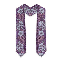 Hawaii Vintage Violet Hibiscus Tapa Pattern Graduation Stole LT05 - Polynesian Pride