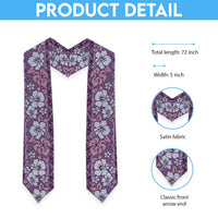 Hawaii Vintage Violet Hibiscus Tapa Pattern Graduation Stole LT05 - Polynesian Pride