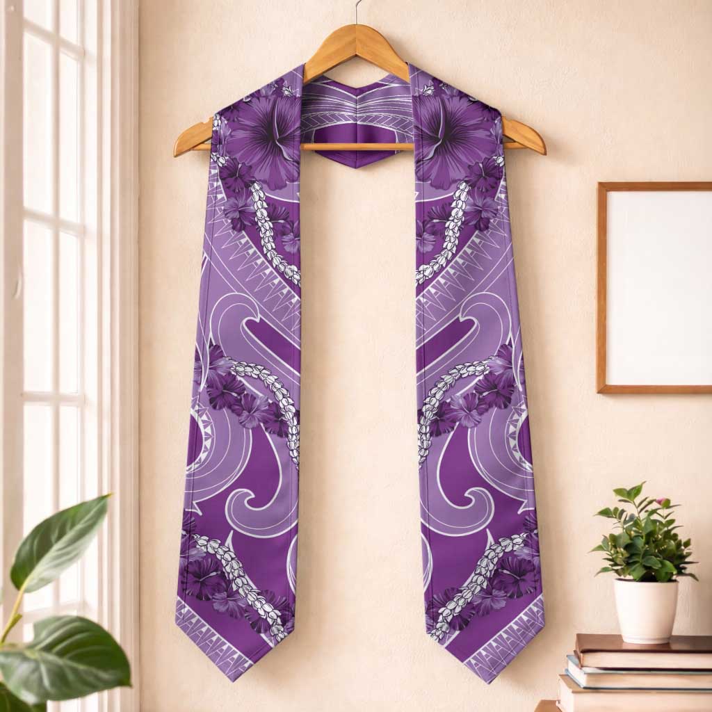 Hawaii Violet Hibiscus Pikake Lei Graduation Stole LT05 One Size Violet - Polynesian Pride