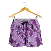 Hawaii Violet Hibiscus Pikake Lei Shorts for Women - Polynesian Pride