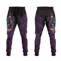 Hawaiian Abstract Sea Turtle Jogger Pants Polynesian Tapa Art and Kakau Tattoo Purple WaterColor - Polynesian Pride
