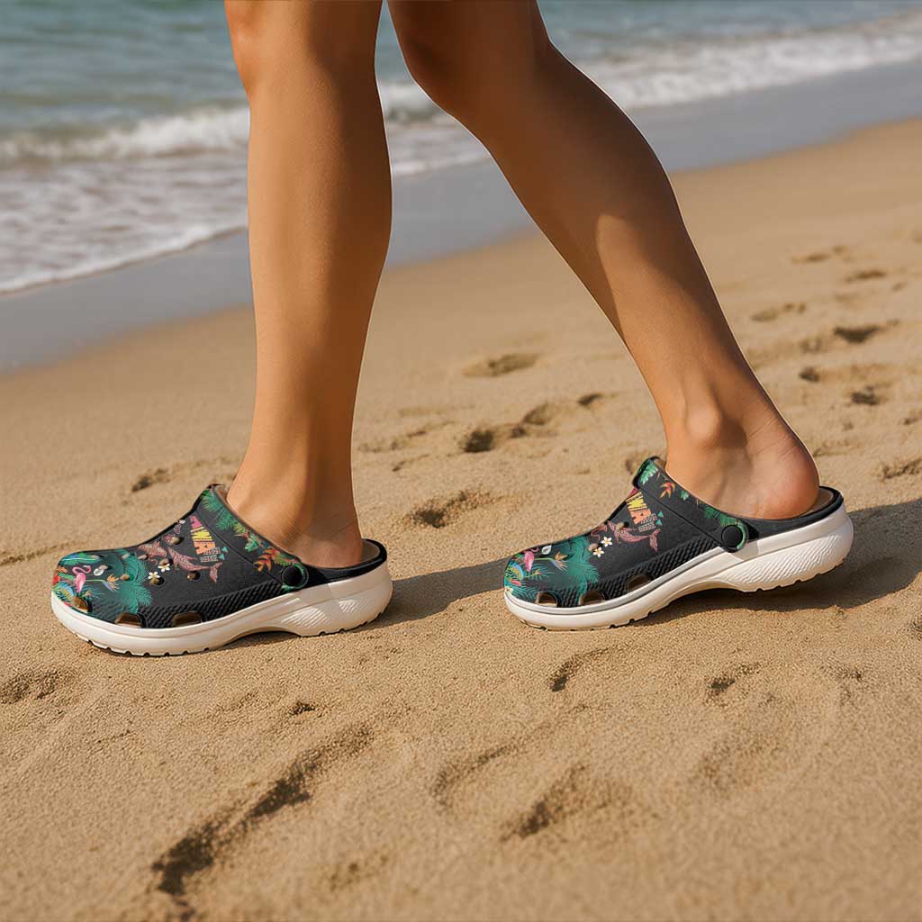 Hawaiian Alohawaii Clogs Shoes Tribal Sea Animals Tattoo and Tropical Plants - Polynesian Pride