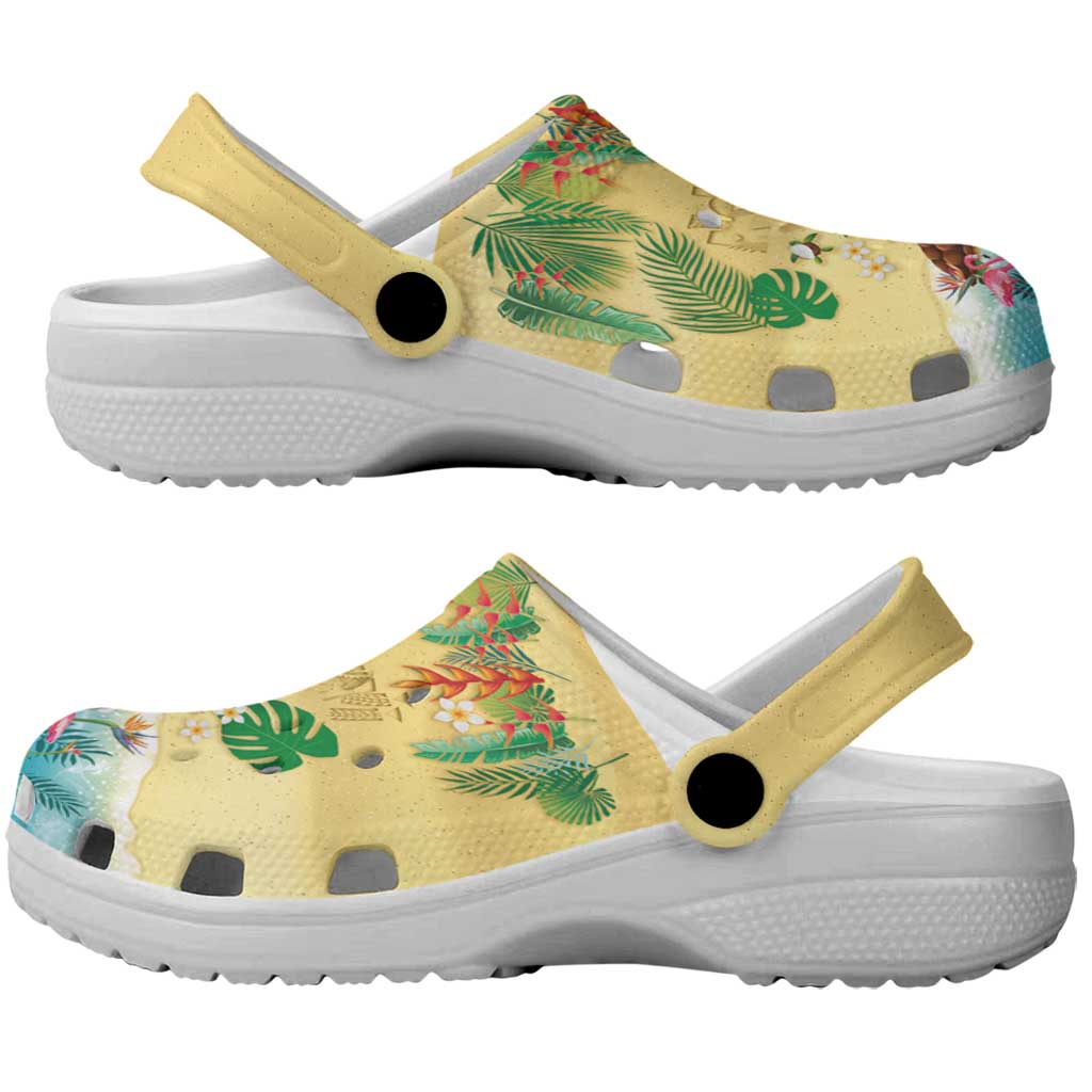 Hawaiian Alohawaii Clogs Shoes Tropical Plants and Animals on The Beach - Polynesian Pride