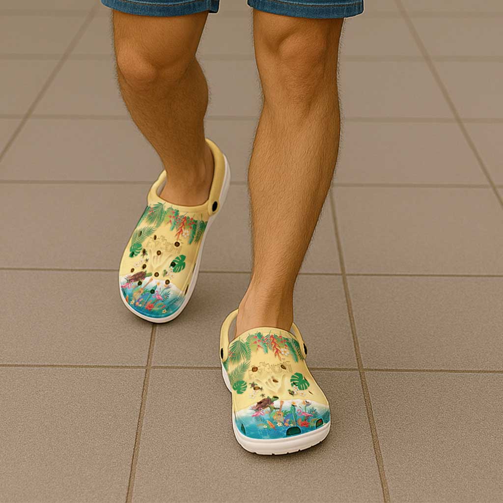 Hawaiian Alohawaii Clogs Shoes Tropical Plants and Animals on The Beach LT03 - Polynesian Pride