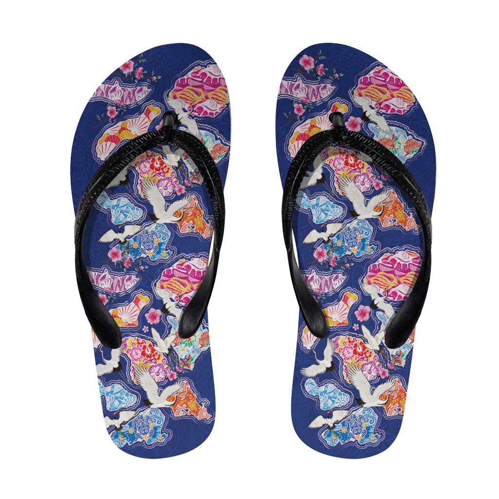 Hawaiian and Japanese Culture Together Flip Flops Hawaiian Archipelago Shape Sea Animals
