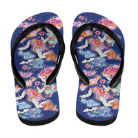 Hawaiian and Japanese Culture Together Flip Flops Hawaiian Archipelago Shape Sea Animals LT03 - Polynesian Pride