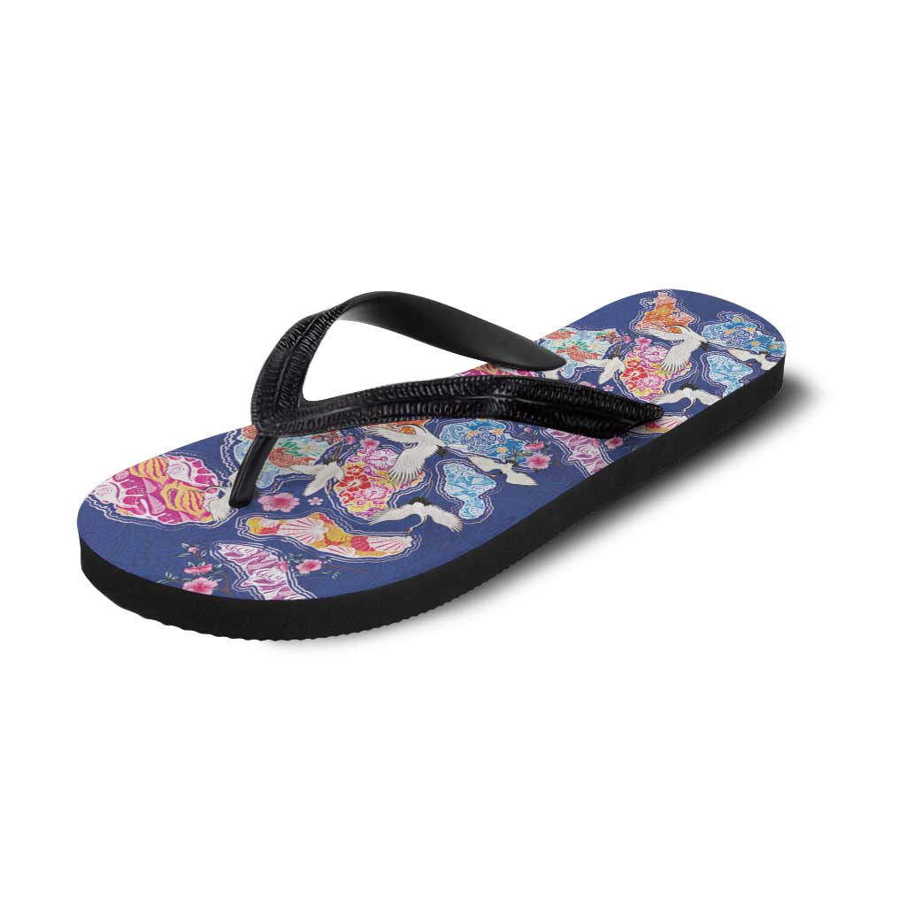 Hawaiian and Japanese Culture Together Flip Flops Hawaiian Archipelago Shape Sea Animals LT03 - Polynesian Pride