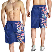 Hawaiian and Japanese Culture Together Shorts for Men Hawaiian Archipelago Shape Sea Animals