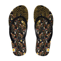 Hawaiian and Japanese Flip Flops Polynesian Tattoo with Japanese Culture Kintsugi Style LT03 Multicolor - Polynesian Pride