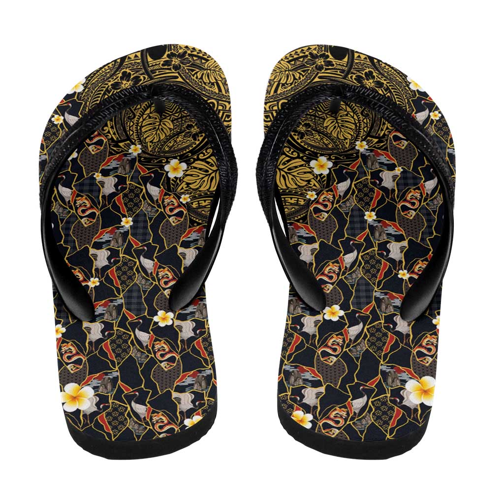Hawaiian and Japanese Flip Flops Polynesian Tattoo with Japanese Culture Kintsugi Style LT03 - Polynesian Pride