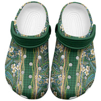 Hawaiian Art Flower Tribal with Lei Clogs Shoes Palaka Pattern Green Color LT03 Green - Polynesian Pride