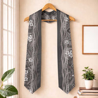 Hawaiian Art Flower Tribal with Lei Graduation Stole Palaka Pattern Grayscale LT03 One Size Grey - Polynesian Pride
