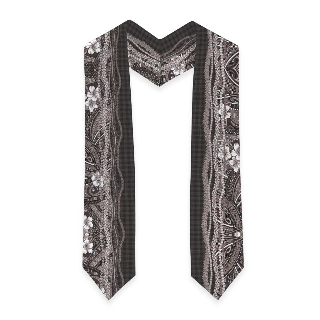 Hawaiian Art Flower Tribal with Lei Graduation Stole Palaka Pattern Grayscale LT03 - Polynesian Pride