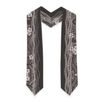 Hawaiian Art Flower Tribal with Lei Graduation Stole Palaka Pattern Grayscale LT03 - Polynesian Pride