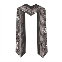 Hawaiian Art Flower Tribal with Lei Graduation Stole Palaka Pattern Grayscale LT03 - Polynesian Pride