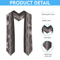 Hawaiian Art Flower Tribal with Lei Graduation Stole Palaka Pattern Grayscale LT03 - Polynesian Pride