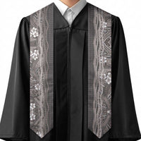 Hawaiian Art Flower Tribal with Lei Graduation Stole Palaka Pattern Grayscale LT03 - Polynesian Pride