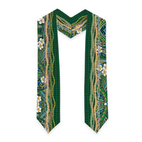 Hawaiian Art Flower Tribal with Lei Graduation Stole Palaka Pattern Green Color LT03 - Polynesian Pride