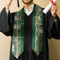 Hawaiian Art Flower Tribal with Lei Graduation Stole Palaka Pattern Green Color LT03 - Polynesian Pride