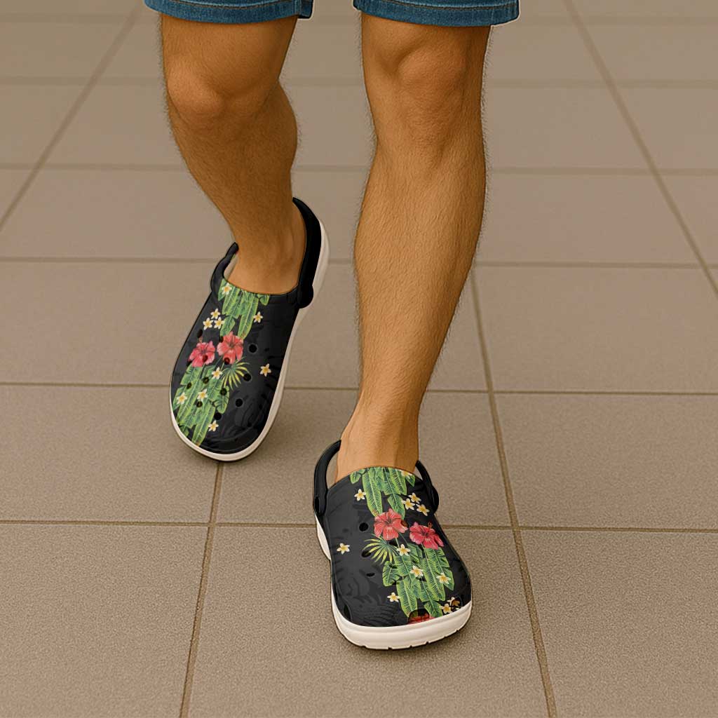 Hawaiian Hibiscus Plumeria Clogs Shoes Tropical Leaves LT01 - Polynesian Pride