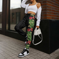 Hawaiian Hibiscus Plumeria Jogger Pants Tropical Leaves LT01 - Polynesian Pride