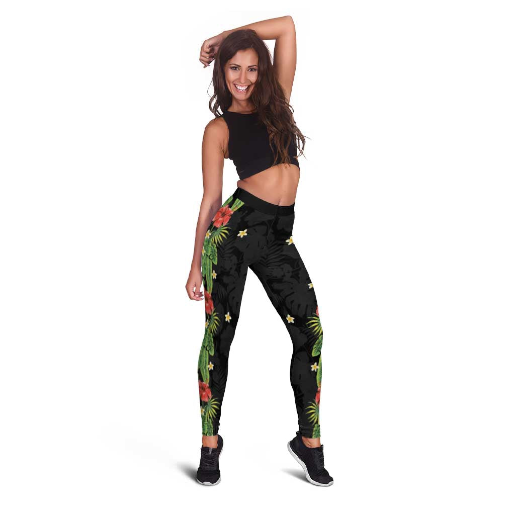 Hawaiian Hibiscus Plumeria Leggings Tropical Leaves LT01 - Polynesian Pride