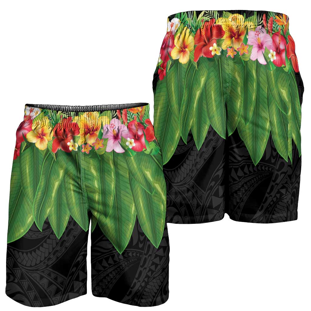 Hawaiian Hula Skirt Style Shorts for Men Tropical Flowers and Leaves LT03 - Polynesian Pride