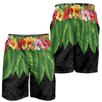 Hawaiian Hula Skirt Style Shorts for Men Tropical Flowers and Leaves LT03 - Polynesian Pride