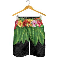 Hawaiian Hula Skirt Style Shorts for Men Tropical Flowers and Leaves LT03 - Polynesian Pride