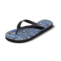 Hawaiian Island Shapes-Iconic Landscape Flip Flops with Plumeria and Palaka Blue Color LT03 - Polynesian Pride