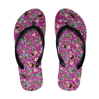 Hawaiian Island Shapes-Iconic Landscape Flip Flops with Plumeria and Palaka Pink Color LT03 Pink - Polynesian Pride