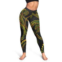 Hawaiian Kakau Art and Hisbiscus Tattoo Leggings Tribal Pattern-Reggae Style - Polynesian Pride