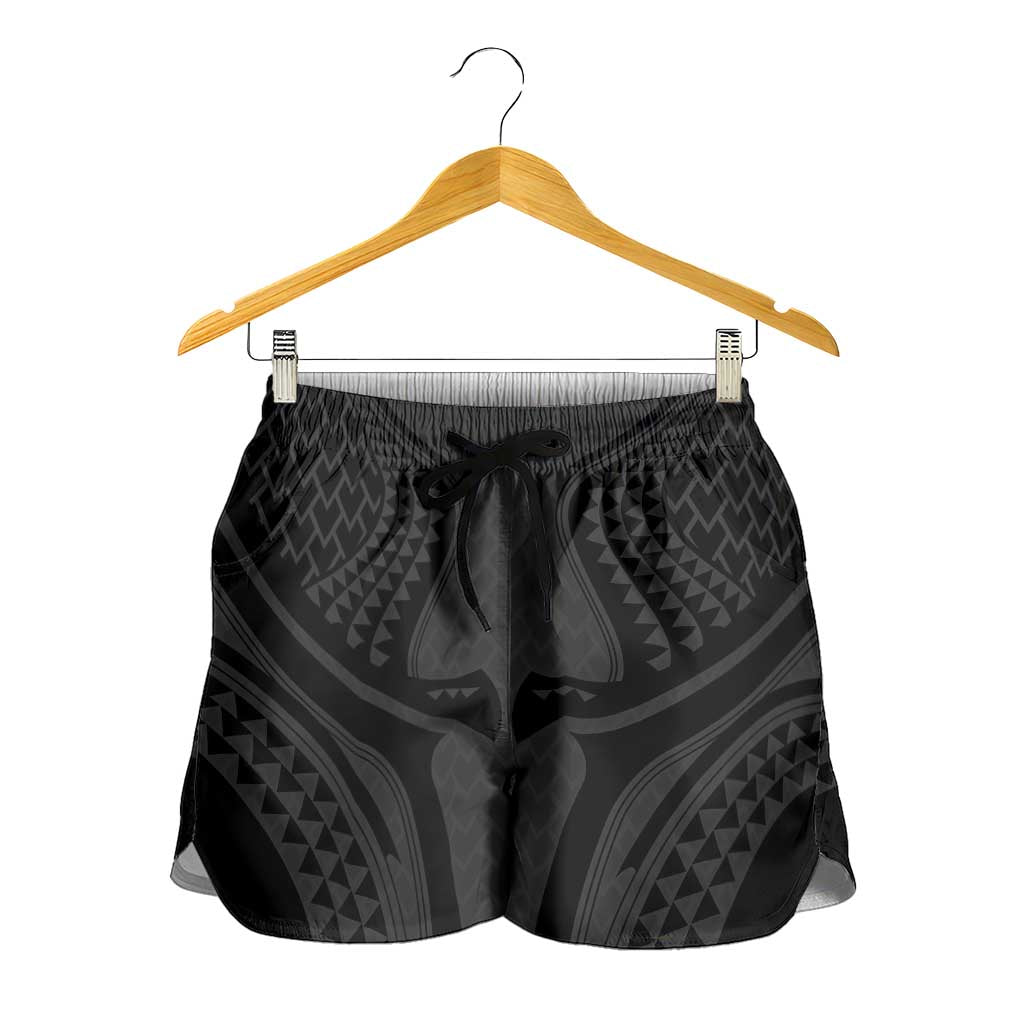 Hawaiian Kakau Art Tattoos Aquaman Style Shorts for Women Black Version - Polynesian Pride