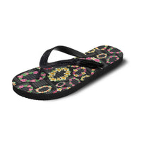 Hawaiian Kakau Tattoo Leis and Palaka Pattern Flip Flops Traditional Aloha Tribal Black Color LT03 - Polynesian Pride