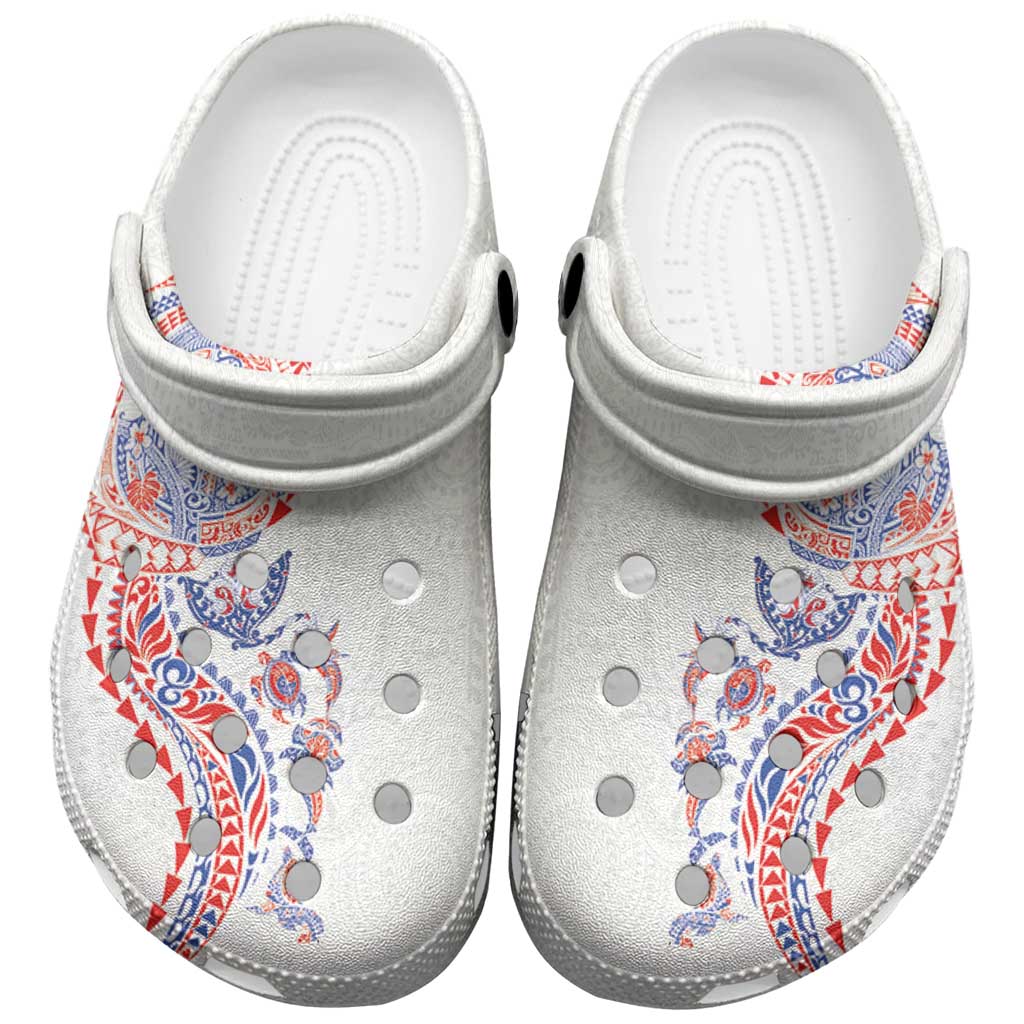 Hawaiian Kakau Tribal Sea Animals Tattoos Clogs Shoes Hawaii Flag Color Inspired LT03 Multicolor - Polynesian Pride