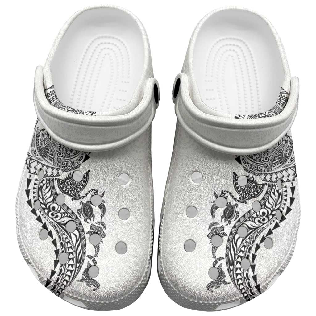Hawaiian Kakau Tribal Sea Animals Tattoos Clogs Shoes White Color LT03 White - Polynesian Pride